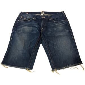 16-85 TRUE RELIGION Ricky Cut Off Jean Shorts 36